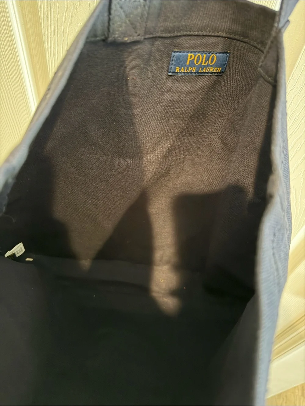 Ralph Lauren Navy Canvas Tote with USA Flag Polo Bear Graphic - Picture 5 of 6